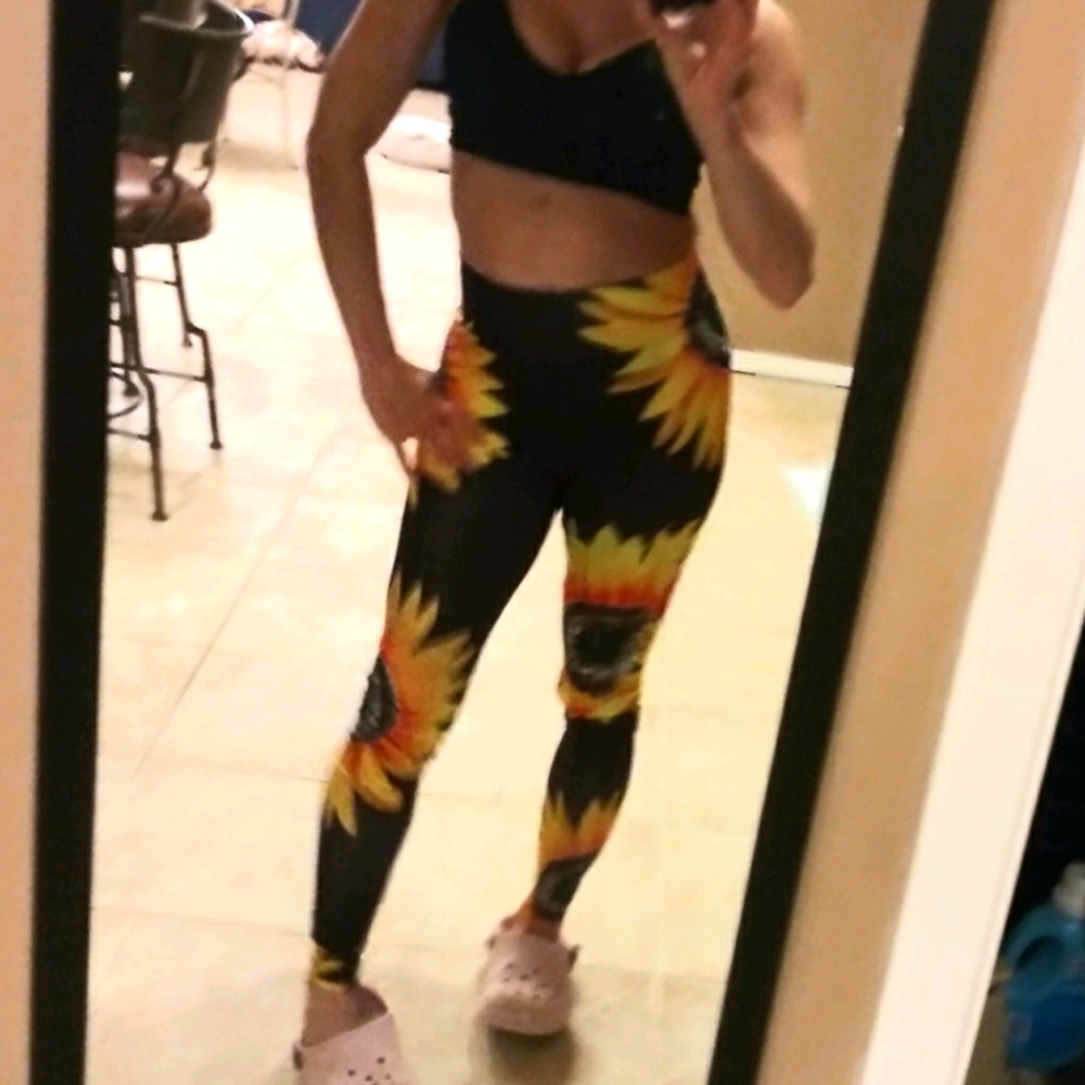 Sunflower print leggings